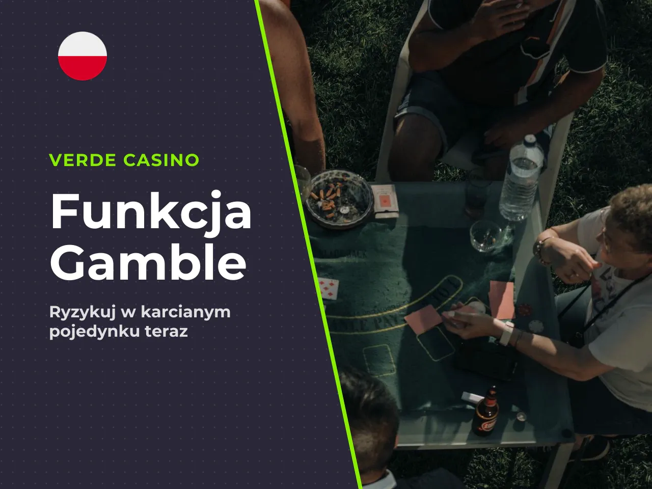 Funkcja Gamble i inne features. Po każdej wygranej gracz może skorzystać z opcji **Gamble**, czyli karcianego pojedynku z krupierem. Zadanie polega na wylosowaniu karty wyższej niż karta krupiera. Suk